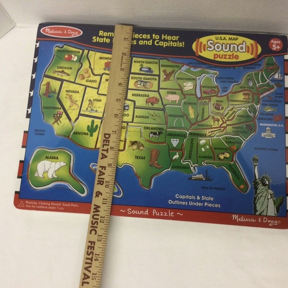 Melissa & Doug U.S.A. Sound Puzzle Wooden State Names & Capital New Sealed - Picture 7 of 10